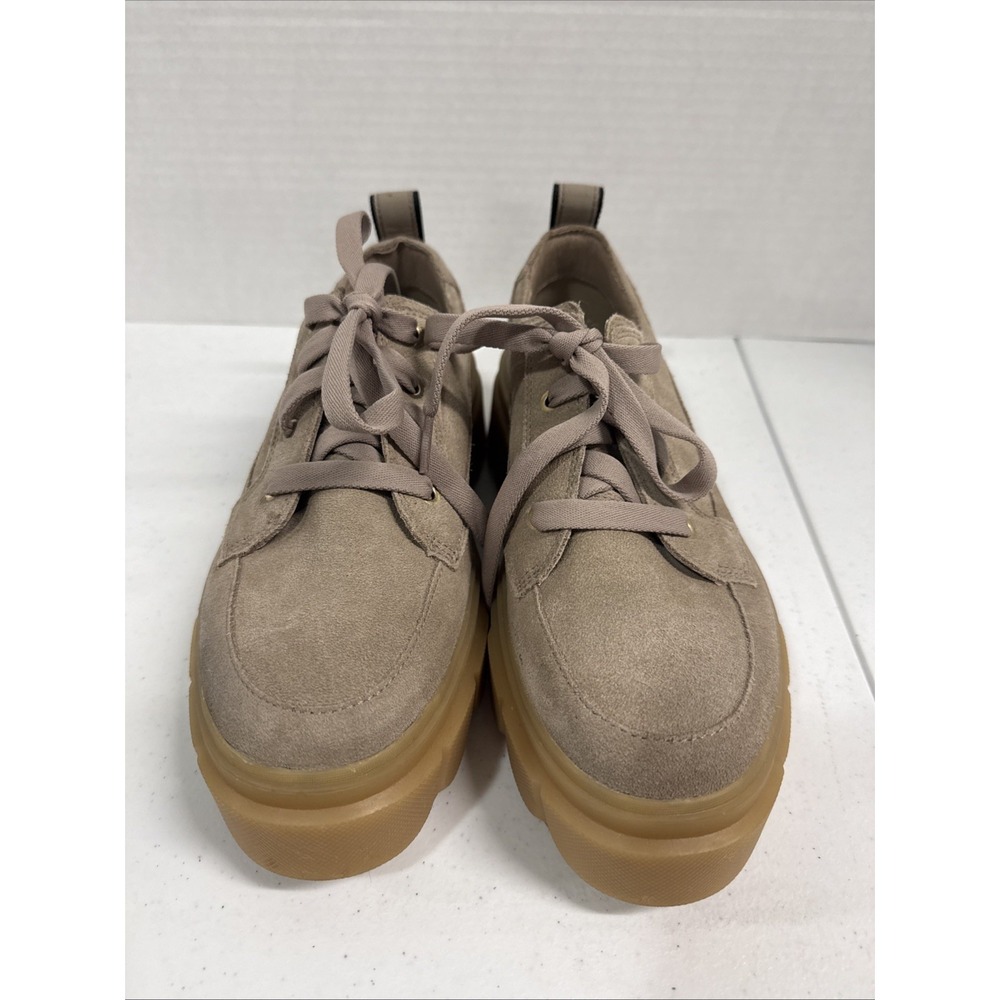 SOREL Waterproof Suede  Sneaker lifted Beige Rubber Sole Round Toe women's 10.5 - Picture 3 of 11